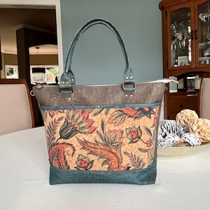 Bolso de corcho/bolso cruzado, Bolso floral, Regalos sostenibles