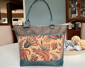 Cork Handbag/Crossbody Purse - Floral Bag- Sustainable Gifts