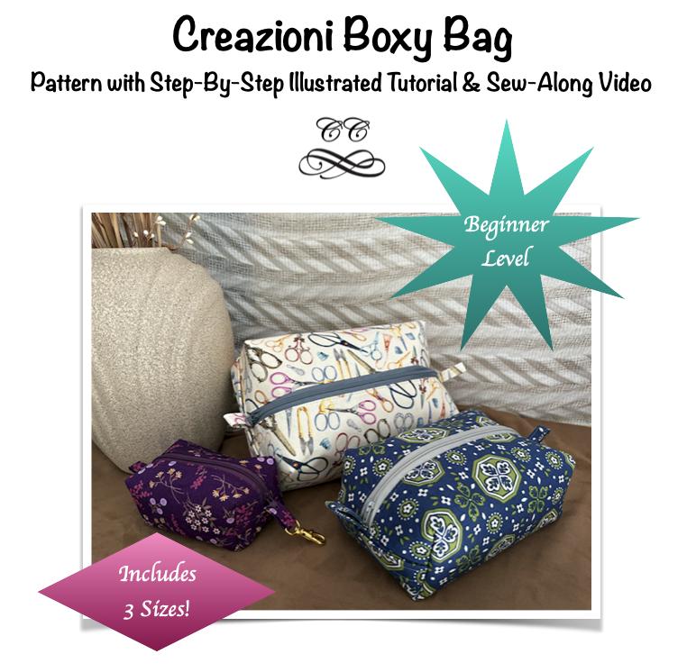 Creazioni Boxy Bag Illustrated Step-by-step Pattern With Video Tutorial ...
