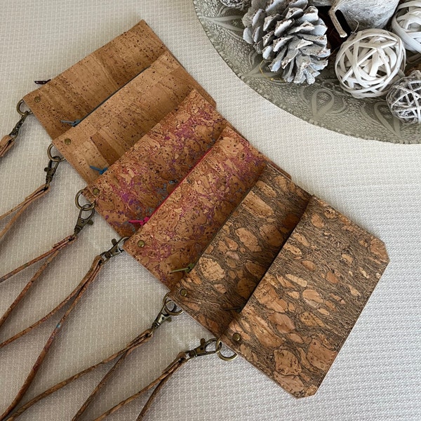 Cork Zipper Pouch - Wristlet Wallet/Bag - Natural Cork - Sustainable Gifts