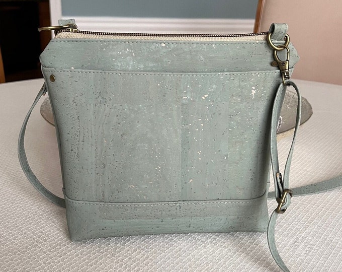 Cork Crossbody Purse Sage Green Handbag Sustainable Fashion Etsy