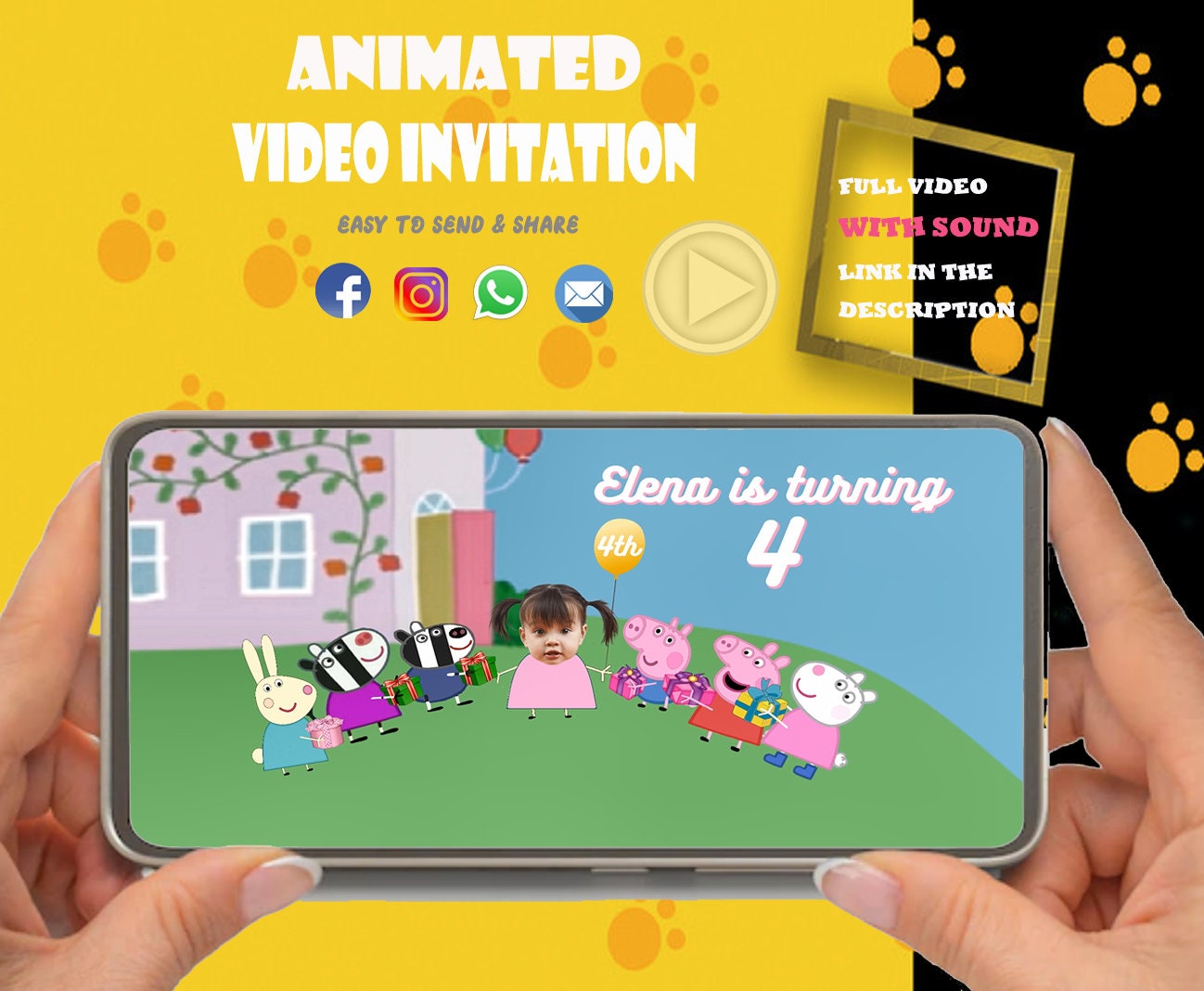 Peppa Pig Invitation PEPPA PIG Birthday Video Invitation Etsy UK