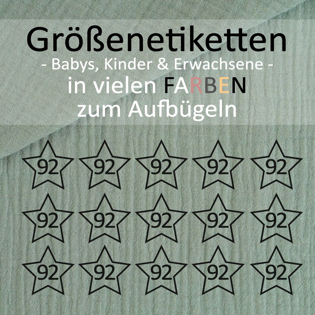 Ironon Size Labels STERN Different Colors Iron on Desired Etsy