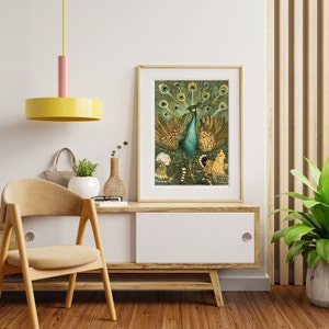 Peacock Art Nouveau WALL ART PRINTABLE Vintage Eclectic Print