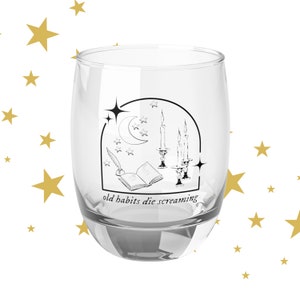 Old Habits Die Bar-glas | Taylor Rocks-whiskyglas | 6 oz | Door fans gemaakte merchandise | Zwarte hond