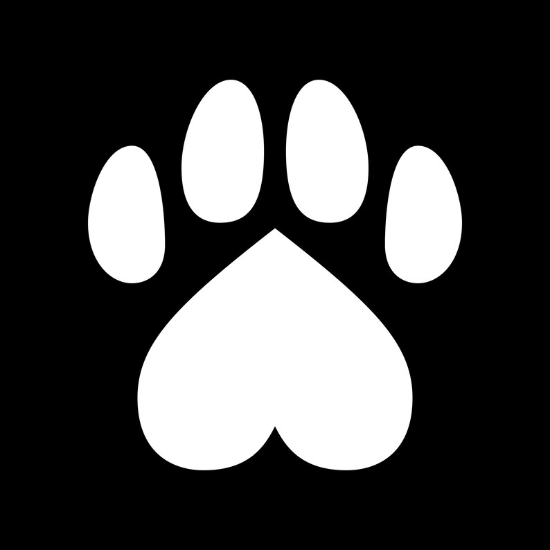 Heart Paw in Black &amp; White, SVG + PNG + JPG + Eps, Digital Download - Etsy