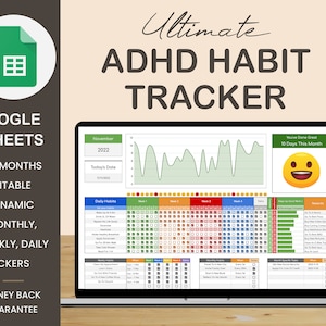 Habit Tracker Spreadsheet Google Sheets Template, Daily, Weekly, Monthly, Habit Planner, 2023 Habit Tracker, Year Goal Tracker, Digital Plan
