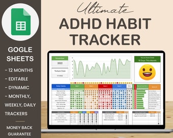 Rainbow Habit Tracker Excel Spreadsheet Google Sheet Digital Download ...