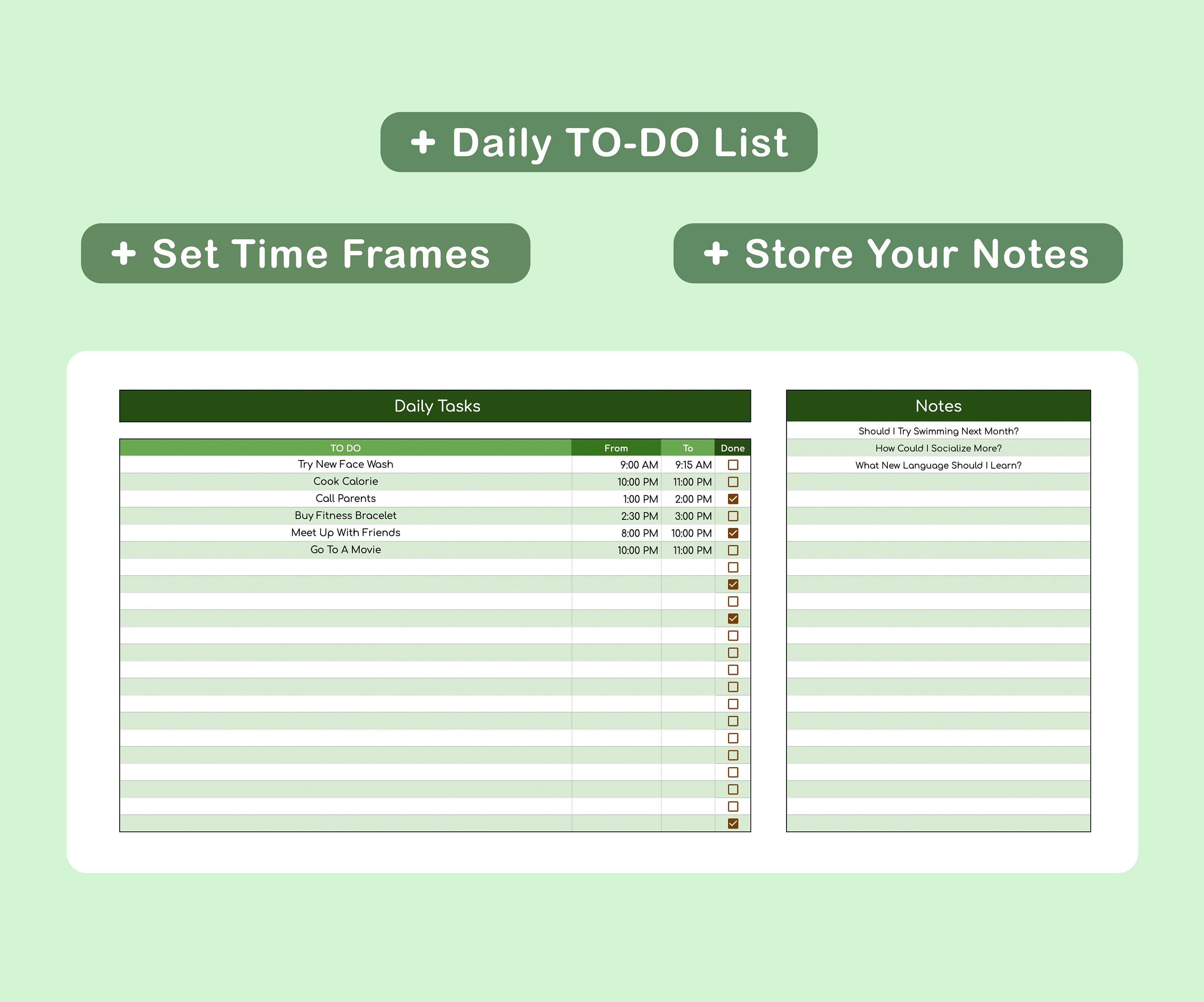 Daily Google Sheets Template