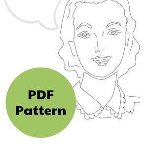 Embroidery Pattern, Woman Says, Thought Bubble, Retro, Line Drawing