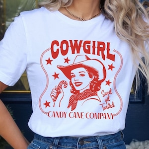 Retro Cowgirl Natal PNG Sublimação Digital Download, Cowgirl Candy Cane Holiday Design, Vintage Country Christmas Girl Clip Art
