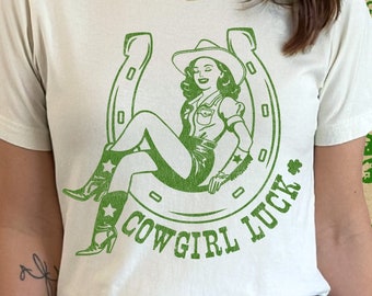 Retro Cowgirl Luck PNG Instant Digital Download for Sublimation, Vintage Western Style Design File, Western T-shirt Graphic SVG, Lucky Girl
