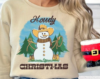 Retro Western Cowboy Snowman Vintage Christmas Sublimation PNG Digital Download
