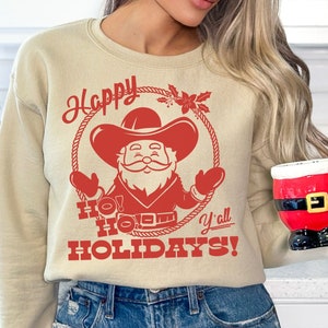 Retro Cowboy Santa PNG Sublimation Digital Download, Western Weihnachten Santa Cowboy, Vintage Country Christmas Clip Art, Ho Ho Urlaub