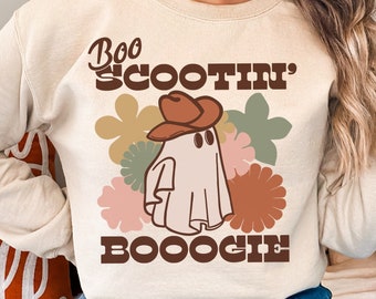Cowboy Ghost PNG Sublimation Digital Download, Western Halloween Cute Ghost, Retro Flowers, Cowboy Hat, Funny Phrase Ghost Design