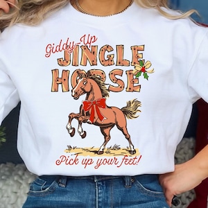Giddy-Up Jingle Horse Vintage Christmas PNG Sublimation Digital Download
