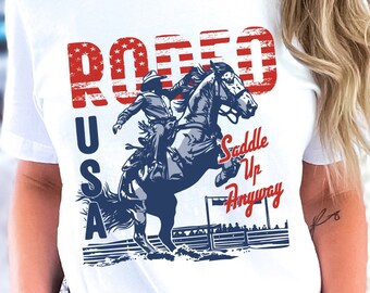 Retro Cowboy Rodeo Poster PNG Sublimation Digital Download, 4th of July Western Art Files, Saddle Up Anyways, Country Cowboy Strong