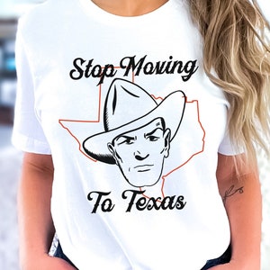 Cowboy rétro PNG en téléchargement numérique, expression sarcastique, western drôle, clipart Western Country Design, arrêter de déménager au Texas