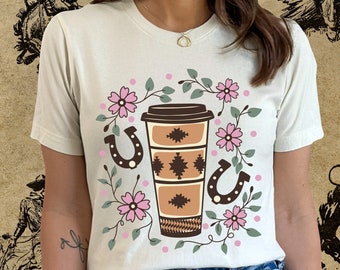 Boho Western Coffee Cowgirl Sublimation PNG Fall Design Digital Download File