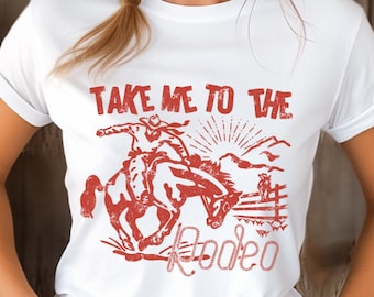 Retro Western Cowboy - Take Me to the Rodeo - Vintage Rodeo Cowboy Digital Download for Sublimation, DTG, Printable, and SVG cut files