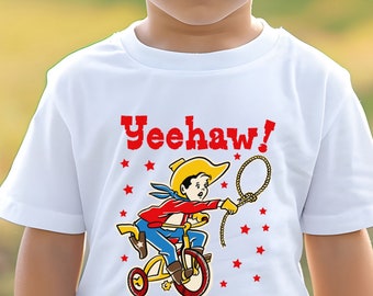Vintage Cowboy Kid Lasso Yeehaw Bike Digital Clip Art PNG Sublimation Download SVG
