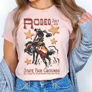 Rétro western cowboy rodeo PNG sublimation téléchargement numérique, vintage State Fair rodéo affiche d'art, bronc équitation, équitation dos nu