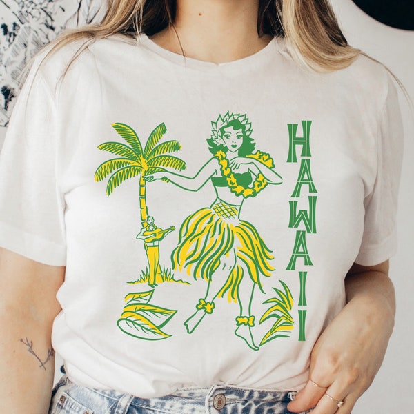 Retro Island Vibes: Vintage Hawaii Hula Girl Art Digital Download Design - Sublimation, DTG, Cut Files - in both PNG & SVG Formats