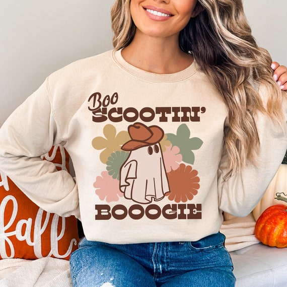Cowboy Ghost PNG Sublimation Digital Download, Western Halloween Cute Ghost, Retro Flowers, Cowboy Hat, Funny Phrase Ghost Design