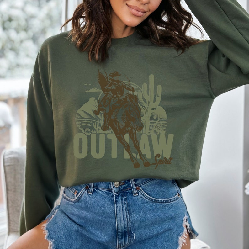Outlaw Spirit Retro Western Cowboy Digital Download - Great for Sublimation, DTG, Cut Files - in Both SVG and PNG File Formats