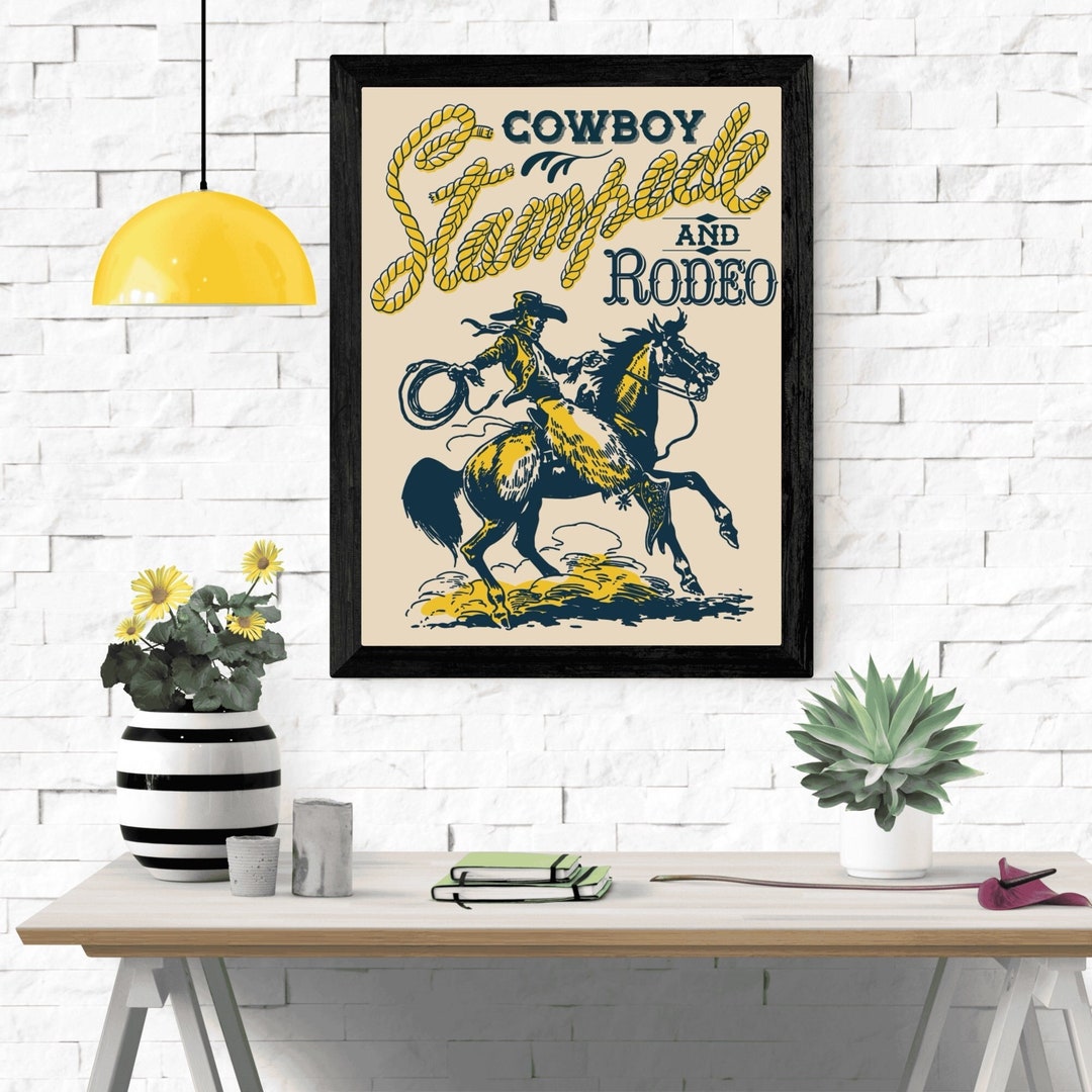 Western Cowboy Wall Art – Retro Western Aesthetic, Rodeo Poster Print ...
