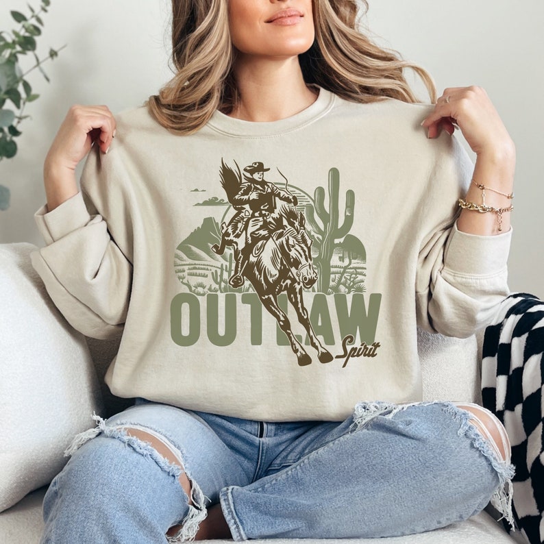 Outlaw Spirit Retro Western Cowboy Digital Download - Great for Sublimation, DTG, Cut Files - in Both SVG and PNG File Formats