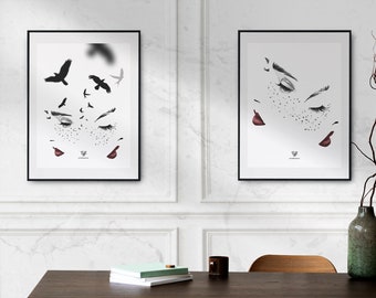 de tijd is kort, de vogels vliegen. -3 digitale illustratie - kunst aan de muur - wanddecor - afdrukbaar - digitale download