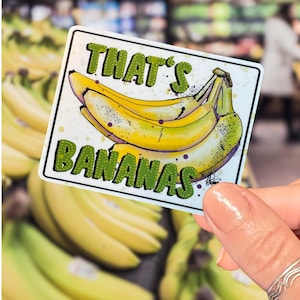 That&#39;s Bananas Vinyl Sticker~ Fun Sticker with a Bunch of Yellow Bananas~Featuring Original Art~Large Fruit Sticker~Waterproof UV Resistant