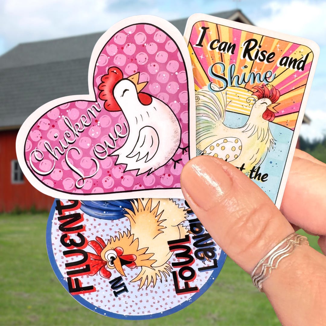 Chicken Stickers~three Large Cute Poultry Stickers to Choose From ...