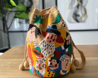 Cartoon Style 100% Handmade Wayuu Mochila Bag