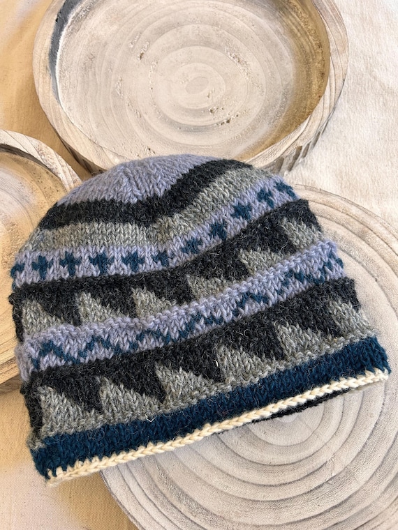 100% Lamb Wool Hand Knit Winter Hat, Fleece Lining（HOT)