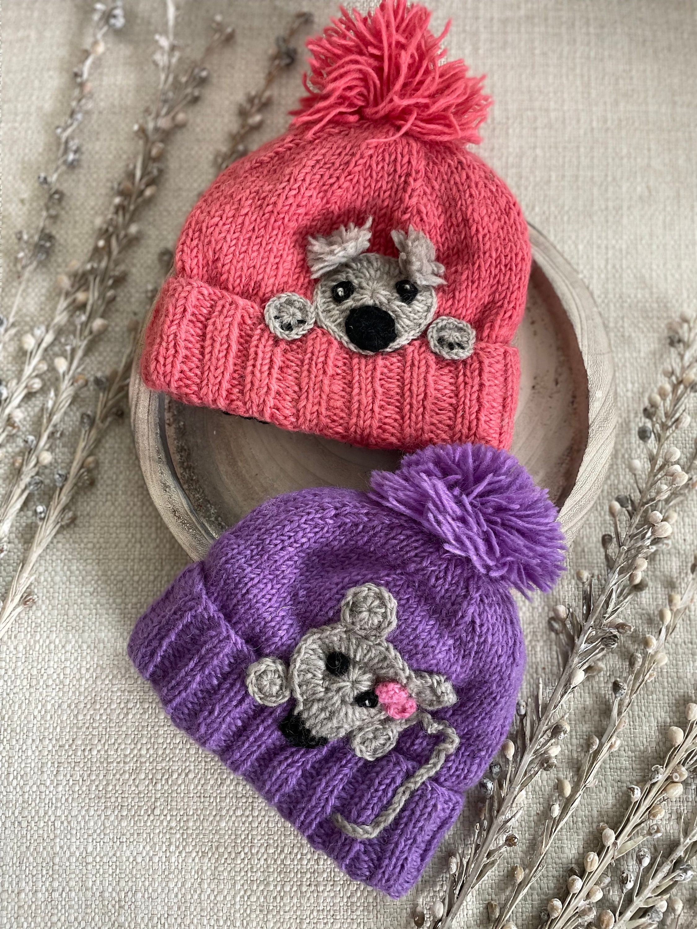 Infant(12-24month)100% Lamb Wool Hand Knitted Winter Hat 