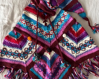 Authentic Handmade 100% Wool /Women Wool Poncho/Autumn Winter Poncho