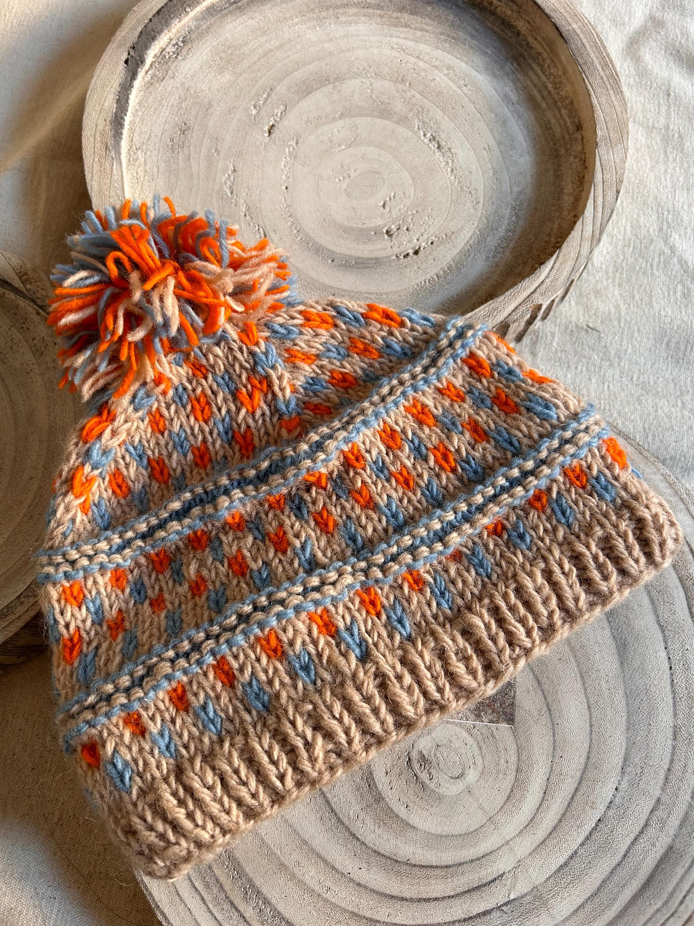Colorful 100% Lamb Wool Hand Knitted Beanie/ Earflap Winter 