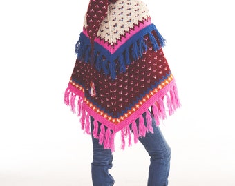 Authentic Handmade 100% Wool /Women Wool Poncho/Autumn Winter Poncho