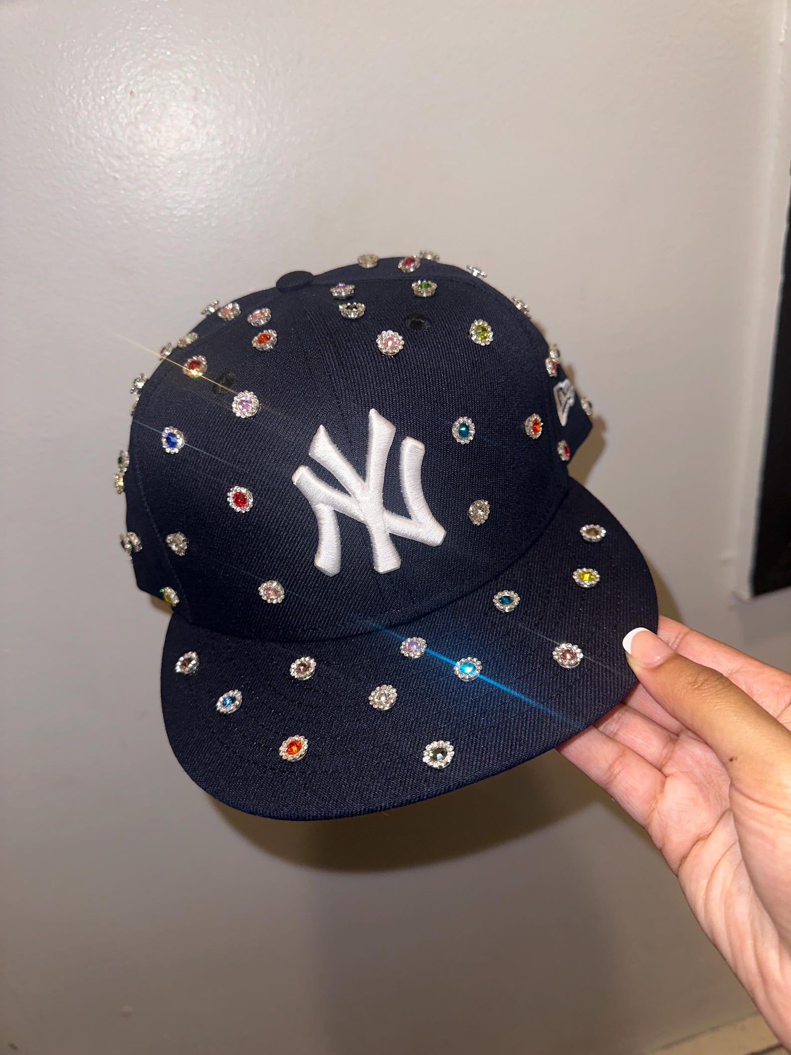 Custom Rhinestone Baseball Fitted Hat, Unisex Team Hat - Etsy