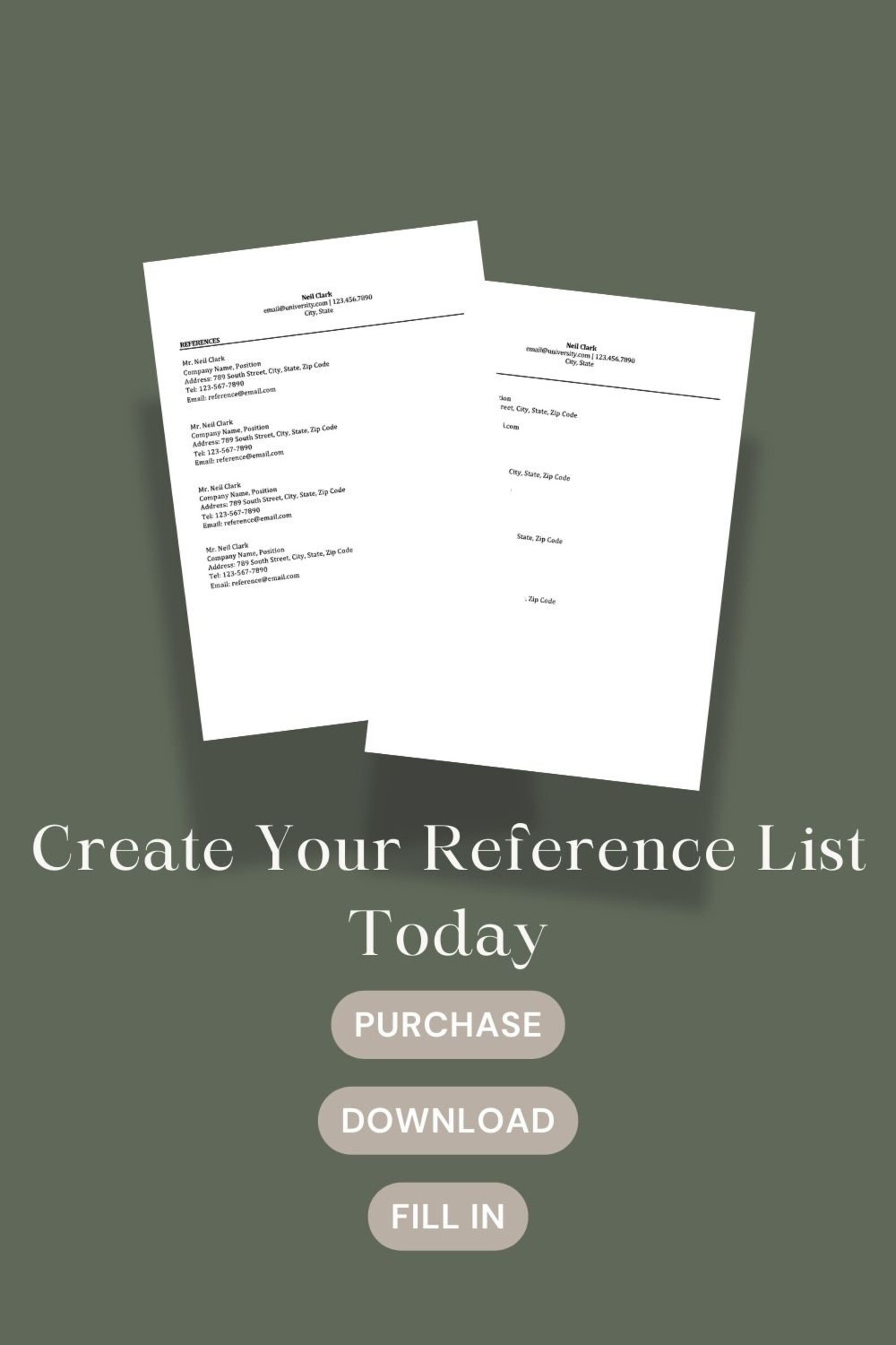 Reference List Template - Etsy