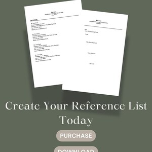 Reference List Template - Etsy