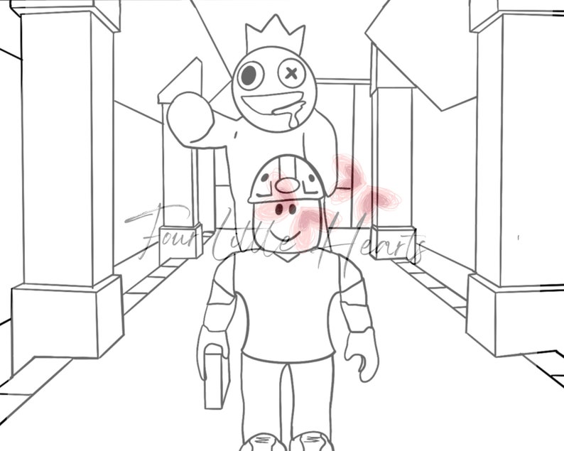 Roblox Rainbow Friends Coloring Pages Digital Download 8x10 Etsy