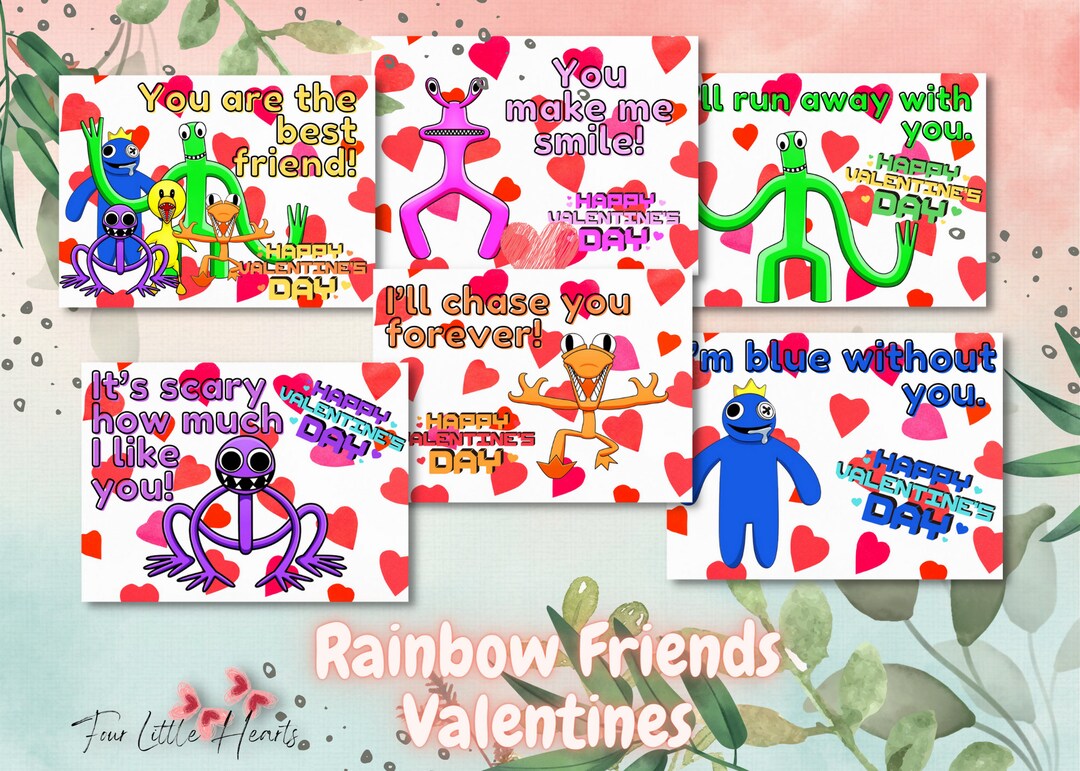 Rainbow Friends Kids Valentines Etsy