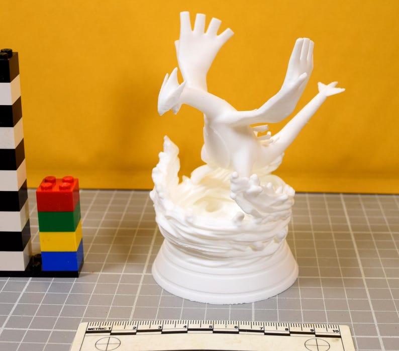 Lugia Diving Pokemon Whirlpool Base Display Paintable Matte White PLA Figure Collectible Miniature 1 Piece