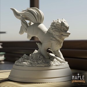Arcanine Legendary Pokemon Diorama 6 Piece Paintable Miniature Display Outcrop Matte White PLA Figure image 5