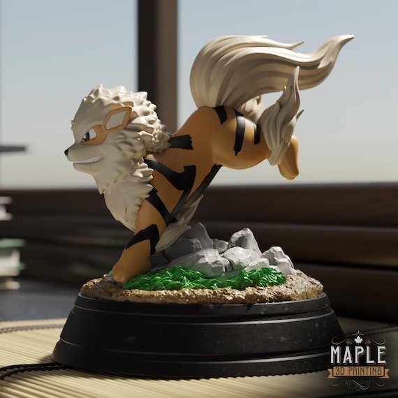 Arcanine Legendary Pokemon Diorama 6 Piece Paintable Miniature Display Outcrop Matte White PLA Figure