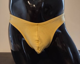 Shiny Gold Men's Swim Bikini Brief Half Back Cheeky Thong by Rayze™ (formerly Nutshack™)