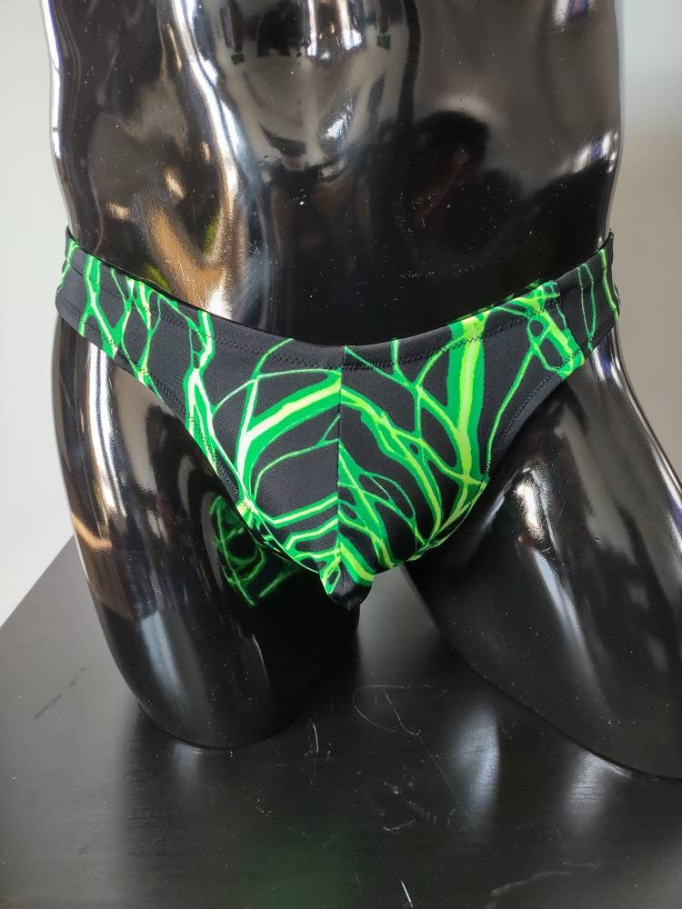Green Lightning Men's Swim Bikini Brief Half Back Cheeky Etsy